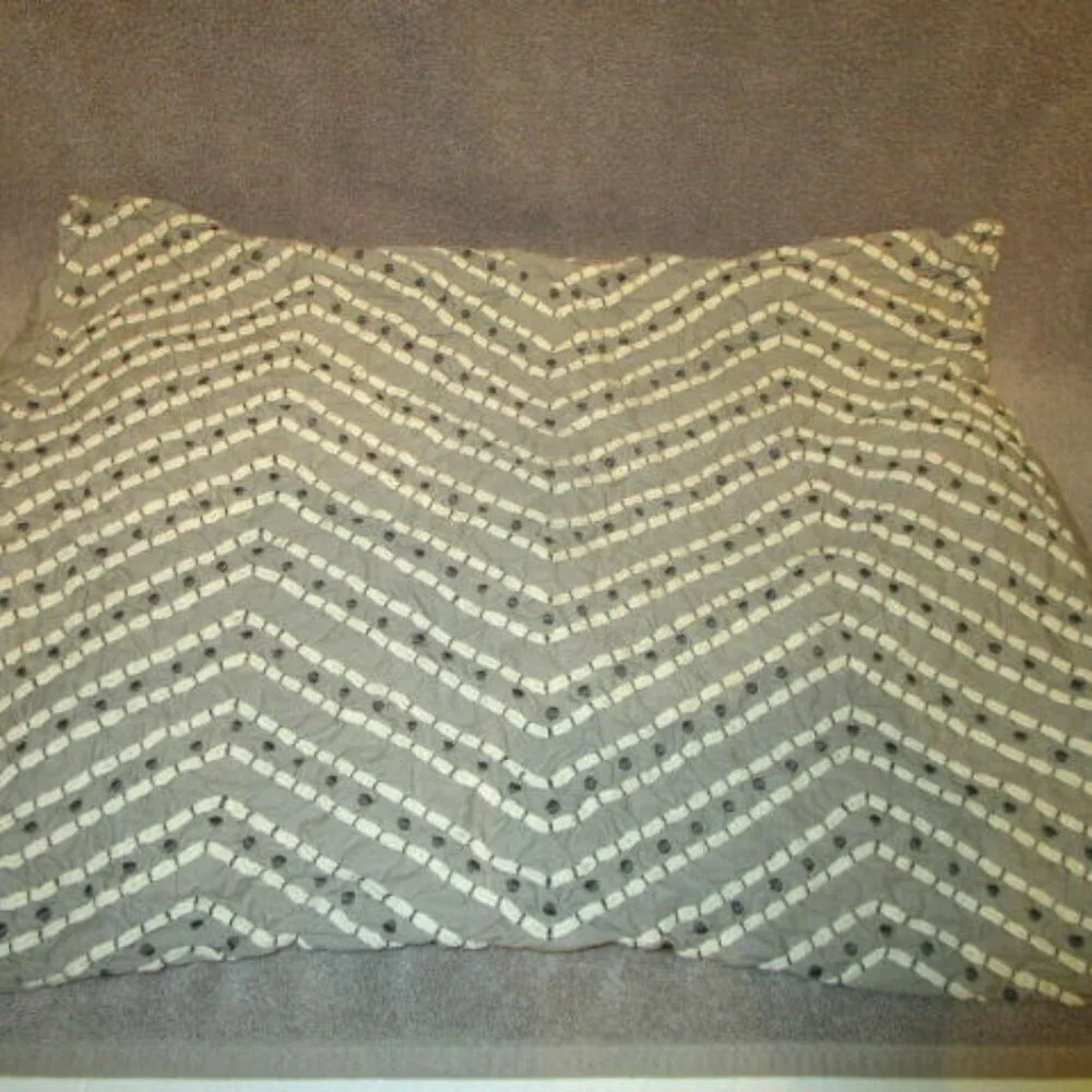 West Elm Embroidered Quilted Pillow Shams Cotton Textured Chevron Standard 2 Pc